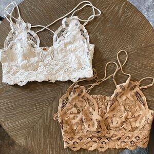 Free people Adella Bralette- Sz Small - lot of 2 white and beige